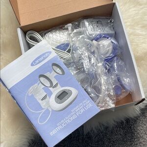 Lansinoh Double Electric Breast Pump - White and Blue, never used